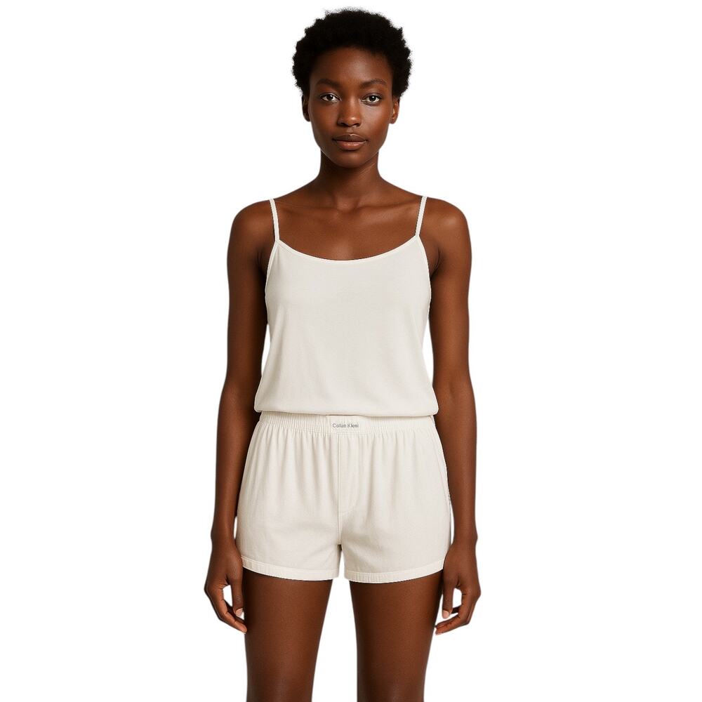Calvin Klein Women's White Sleeveless Cami Camisole Sleepwear Pajamas Set Size L